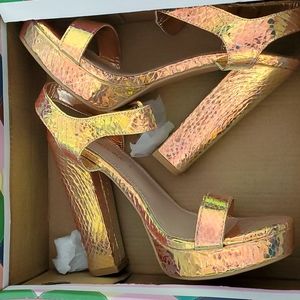 *NEW* Women's Holographic Platform Chunky Prom Heel Sandals